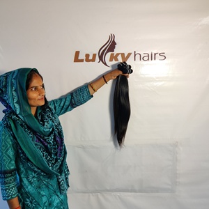 Extensions de cheveux humains 100% naturels, vierges, lisses, noirs naturels, double trame, cuticules alignées, non traités, Remy - Product Image 4