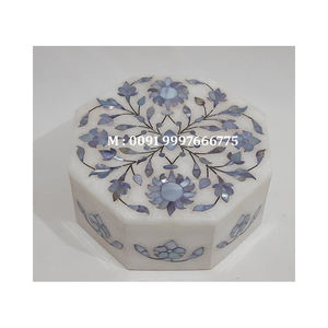 Producto Más Vendido, Joyero Hexagonal de Mármol Blanco con Incrustaciones de Nácar, Diseño Floral Hecho a Mano, Ideal para Acción de Gracias - Product Image 4