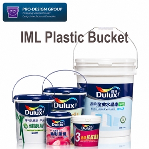 Seau en plastique imprimé IML personnalisable avec couvercle, de 1L à 5 gallons, seau de stockage de peinture industrielle renforcé, conteneur robuste - Product Image 1