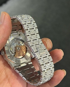 Montre de luxe en diamant Moissanite VVS unisexe, entièrement sertie de diamants, bracelet en acier inoxydable, mouvement automatique mécanique, étanche - Product Image 4
