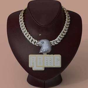 Pendentif Tête d'Aigle avec Incrustation de Diamants, Plaqué Rhodium, Argent 925, Charme Unisexe de Luxe - Product Image 3