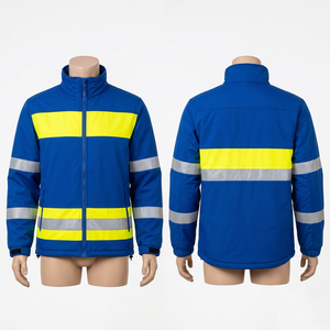 Chaqueta de Trabajo Premium de Poliéster Softshell de 320 GSM, con Paneles de Cinta Reflectante Naranja y Logotipo Bordado Personalizado - Product Image 4