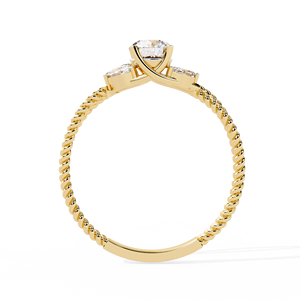 แหวนเพชรทรงกลมคลาสสิกและทรงมาร์คีส์สำหรับผู้หญิง ทองคำแท้ 14k แหวนเพชรเม็ดเดี่ยว เหมาะสำหรับเป็นของขวัญ งานหมั้น วันครบรอบแต่งงาน - Product Image 3