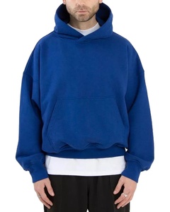 High Quality 100% Cotton Plain Pullover Breathable Hoodies for Men Heavyweight Oversized Boxy Fit Cropped Hoodie Men - Product Image 2