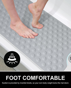 Minimalist Gray TPE Shower Mat With <b>Rubber</b> Backing Anti Slip Customized Shape Solid Color For Bathroom <b>Floor</b> - Product Image 3