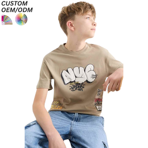 T-shirts d'été décontractés pour enfants, en coton 100% tricoté à col rond et manches courtes, imprimés de dessins animés, pour garçons, vente en gros à bas prix, ODM - Product Image 6