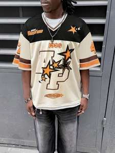 Maillot de football en mesh surdimensionné à sublimation, imprimé papillon, streetwear unisexe, t-shirt de sport, vente en gros OEM - Product Image 4