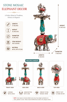 Lampe à huile Samai en métal et pierre, artisanale, en forme d'éléphant, support décoratif traditionnel pour Diya, pour la décoration de la maison