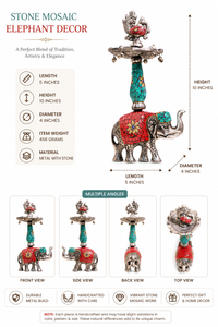 Handcrafted Metal Stone Elephant Samai Oil <b>Lamp</b> Decorative Traditional Diya Stand for Home Decor - Product Image 5