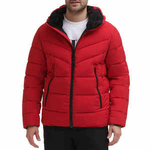 Men's Custom Logo <b>Winter</b> Puffer Coat Stand Windproof Formal Autumn/<b>Winter</b> <b>Jacket</b> Zipper Closure <b>Waterproof</b> Canvas Fabric - Product Image 1