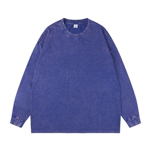 เสื้อยืดคอกลมแขนยาวทรงโอเวอร์ไซส์สำหรับผู้ชาย ผ้าฝ้าย 100% หนา 270 กรัม ขายส่ง ทรงหลวม ไหล่ตก ปลายแขนแบบริบ - Product Image 3