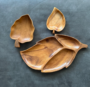 Luxury Premium Wood Dry Fruits Tray Wood Leaf Shaped Decorative Trays Set Rustic Handmade Wood Dry Fruits Tray - Product Image 1