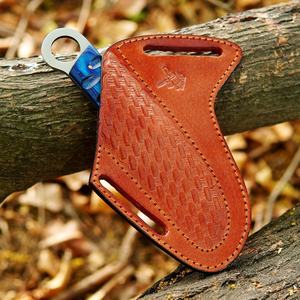 Petit couteau de chasse d'extérieur à lame fixe en acier Damas, étui en cuir, fournisseur OEM B2B, gravure de logo, qualité industrielle 56HRC - Product Image 2