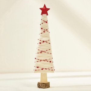 Adorno Navideño Rústico de Madera Hecho a Mano para Mesa, con Estrella Roja en la Parte Superior y Envoltura de Hilo Blanco, Objetos Decorativos - Product Image 6