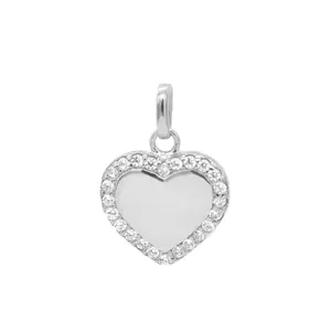 Colgante de plata de ley 925 chapado en oro rosa con corazón de CZ para mujer, joyería chapada en oro - Product Image 1