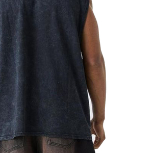 Venta al por mayor OEM: Camisetas sin mangas deportivas de algodón 100% transpirables para hombre, estilo urbano, tejidas. ¡La mejor tarifa para tops personalizados! - Product Image 5