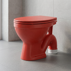 EWC European Water Closet Red Modern Vitrosa Dual Color Ceramic S/P <b>Trap</b> Floor Mounted Toilet Pan Set - Product Image 1