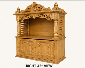 Templo de Madera de Teca de Alta Gama con Almacenamiento, Tamaño Mediano, Mandir de Madera Sólida para Hogares, Villas y Oficinas con Cajones, Unidad de Puja en Venta - Product Image 5