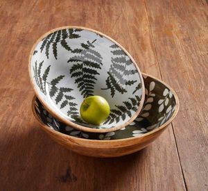 Bol rond classique en bois avec motif émaillé offrant une finition durable pour une présentation moderne en cuisine - Product Image 3