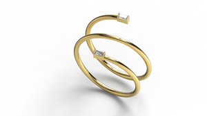 Luxury 18K Gold Spiral Wrap Bypass Ring with Baguette Diamond Elegant Stackable Ring Minimalist Ring Gift Fine Jewelry for Women - Product Image 2