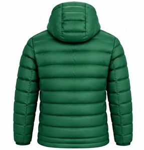 Chaqueta acolchada con capucha verde para hombre, abrigo grueso con cremallera para invierno - Product Image 2