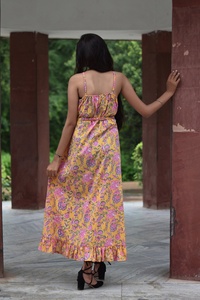 ชุดเดรสอินเดียผ้าฝ้ายพิมพ์ลายด้วยมือ 100% ลายดอกไม้ ทูนิคและเดรสยาวปักลายสไตล์ลำลอง ราคาโรงงาน - Product Image 6