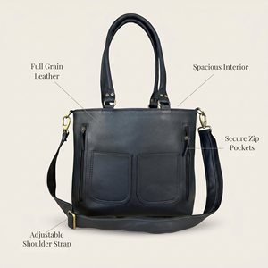 Women Genuine Leather Tote Bag, Lightweight Shoulder Handbag with Dual Adjustable Detachable Straps, Zipper Work Travel Purse - Product Image 4