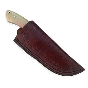 Cuchillo de Caza de Acero de Damasco Hecho a Mano con Funda de Cuero para Acampar al Aire Libre, Supervivencia, Bushcraft, Cuchillo Utilitario Elegante - Product Image 5
