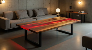 Nouvelle table rectangulaire en résine époxy faite à la main, design moderne, durable, imperméable, écologique, pour salon, bureau, hôtel - Product Image 4