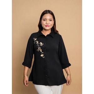 Camisa de Verano para Mujer, Corte Holgado, Manga 3/4, Bordada, para Atuendos Casuales Elegantes y de Oficina, Compre Directamente del Proveedor - Product Image 1