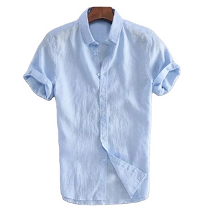 Men's Casual <b>Short</b> <b>Sleeve</b> <b>Shirt</b> Street Wear Lapel Button Solid Color Cotton <b>Linen</b> <b>Shirt</b> for Men Vintage Vacation Blouse XS-6XL - Product Image 3