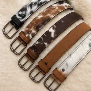 Ceinture décontractée vintage en cuir de vachette véritable rivetée avec boucle carrée en alliage, largeur 3,5 cm, longueur 120 cm - Product Image 2