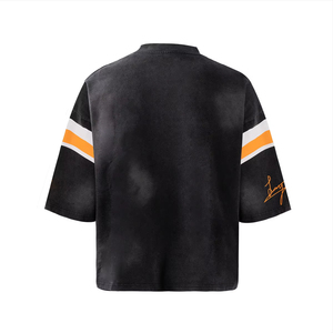 เสื้อยืดโอเวอร์ไซส์ทรงหลวมแบบวินเทจ ลายปะติดปะต่อ น้ำหนัก 230 กรัม ซักย้อมสีแบบแอซิดวอช สั่งทำได้ แฟชั่นสำหรับผู้ชาย ผ้าหนา - Product Image 4