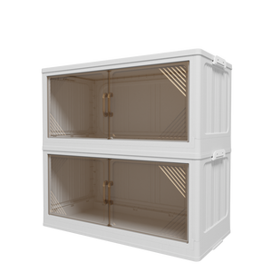 247QT Set di 2 Armadietti di Stoccaggio in Plastica Trasparente da 31,5 Pollici di Larghezza, Organizzatori Pieghevoli per Armadio con Scatole Impilabili - Product Image 3