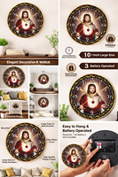 Horloge murale en plastique personnalisée Liviya, design chrétien moderne Jésus, impression numérique couleur sur mesure, silencieuse, sans tic-tac, coffret cadeau