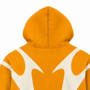 Golden Orange Contrast Panel <b>Zip</b> Up <b>Hoodie</b> Men Streetwear Full Zipper Long Sleeve Casual Fleece Hooded Jacket With <b>Pockets</b> - Product Image 4