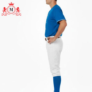 Maillot de baseball bleu pour homme avec pantalon blanc, ensemble uniforme de baseball respirant en polyester, taille adulte - Product Image 4