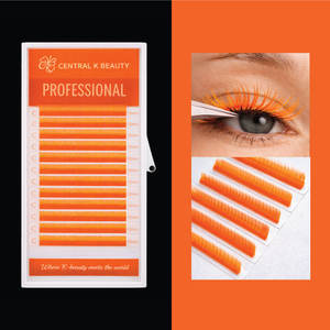 Nouvel Arrivage OEM Orange Néon – Faux Cils Adhésifs Faits Main à Presser – Bande Complète – Vente en Gros – Produit de Cils Direct Usine - Product Image 1