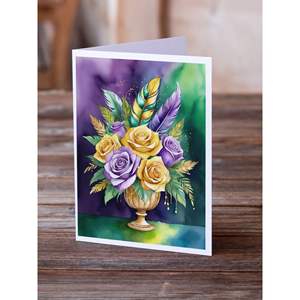Lunatique Mardi Gras Fleurs Cartes De Voeux Pack de 8 A7 Taille 5x7 Cartes De Note Vierges avec Enveloppes - Product Image 2