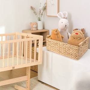 Cesta de almacenamiento grande rectangular de jacinto tejida a mano ISLA con asas de madera para estantería, armario, mueble independiente OEM - Product Image 3