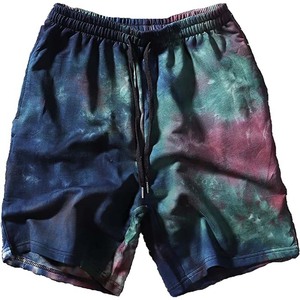 Shorts de détente classiques tie-dye pour hommes, noirs, avec cordon de serrage à la taille, pour un usage décontracté - Product Image 1