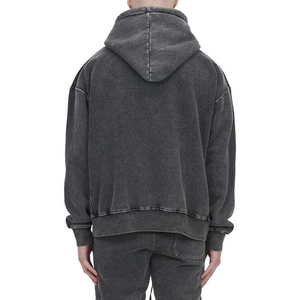 Wholesale High Quality Men's Acid <b>Washed</b> Pullover Hoodie Custom Made New Style Custom Print Pattern Fleece Material for Winter - Product Image 4