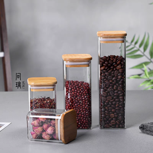 Tarro acrílico transparente moderno elegante con tapa de madera personalizable para soluciones de almacenamiento elegantes en la decoración del hogar de la cocina - Product Image 1