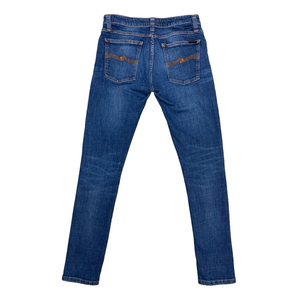 Jeans en denim délavé minimaliste moderne pour hommes, avec détail de poche avant pour pièces de monnaie, poches arrière, coupe droite, ensembles de pantalons - Product Image 6