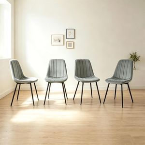 Ensemble de 4 chaises de salle à manger rembourrées de style moderne du milieu du siècle, avec assise incurvée en mousse haute résilience et structure robuste en métal en forme de X - Product Image 6