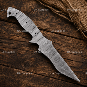 Cuchillo de Caza y Camping Personalizable de Acero de Damasco Forjado a Mano UA Supplies, Hoja en Blanco con Punta Caída, Equipo de Supervivencia al Aire Libre, 1 Año de Garantía - Product Image 5