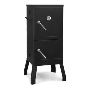 Barbecue d'extérieur à double porte avec grille amovible, grilles de fumage, 4 aérations, thermomètre, bac à charbon et bac à eau - Product Image 5