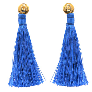 <b>Small</b> Blue Tassel <b>Dangle</b> <b>Earrings</b> with Natural Labradorite Stone Stud Gold Plating Long Fringe Drop <b>Earrings</b> for Women - Product Image 3