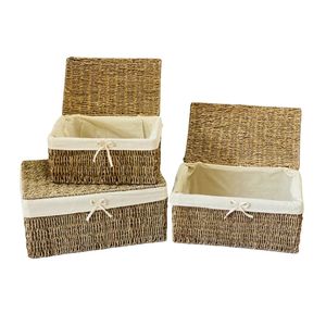 Eco-Friendly Wicker Seagrass <b>Storage</b> <b>Basket</b> with Metal Frame <b>Rectangle</b> Shape Multifunction Design Multi-Purpose Use Vietnam - Product Image 1