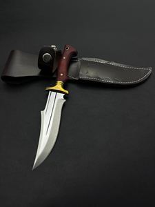 Cuchillo de Caza y Camping de Acero Inoxidable 4116, Hoja Fija con Borde Parcialmente Dentado, Mango de Madera de Paddock y Funda de Cuero - Product Image 4